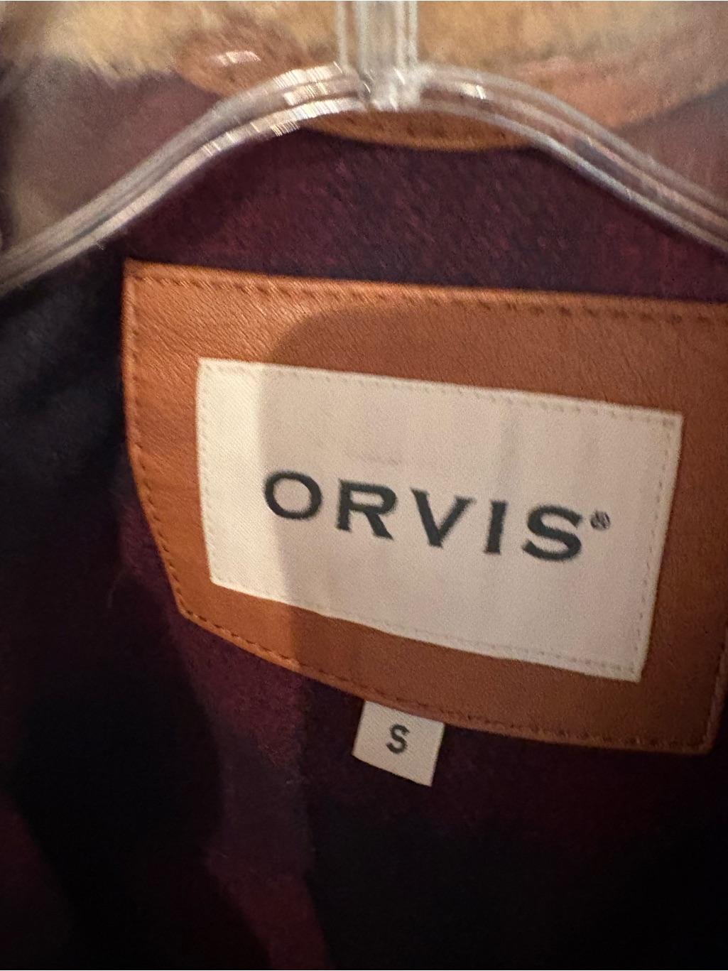 Orvis Rust Brown Leather Jacket With Cream Sherpa Collar — image 3 of 4